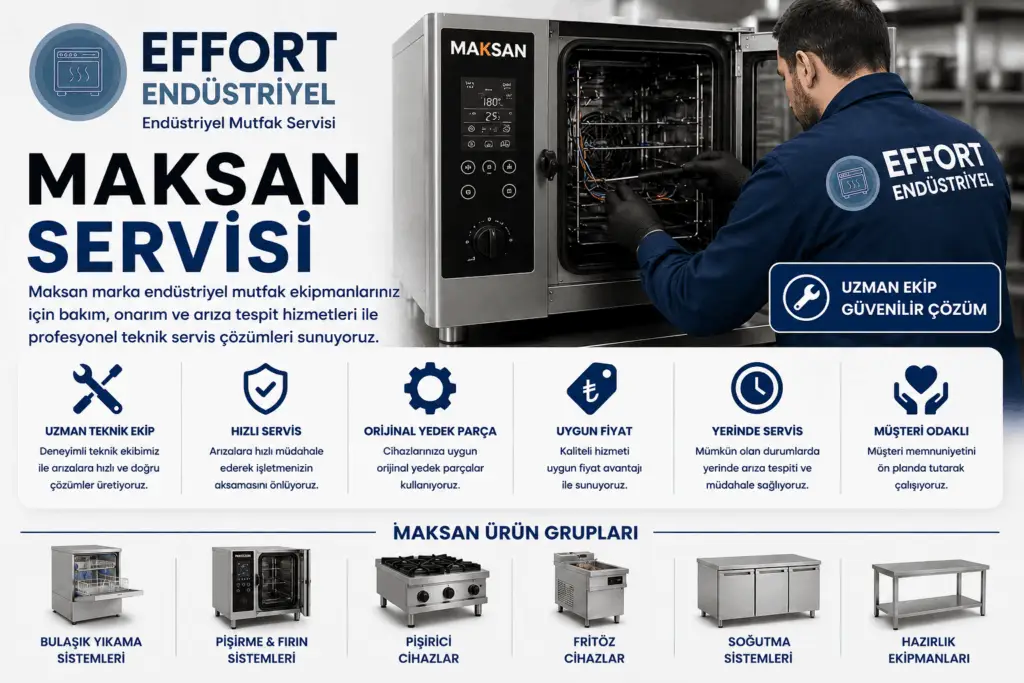 Maksan endüstriyel mutfak ekipmanları için teknik servis ve bakım hizmetleri